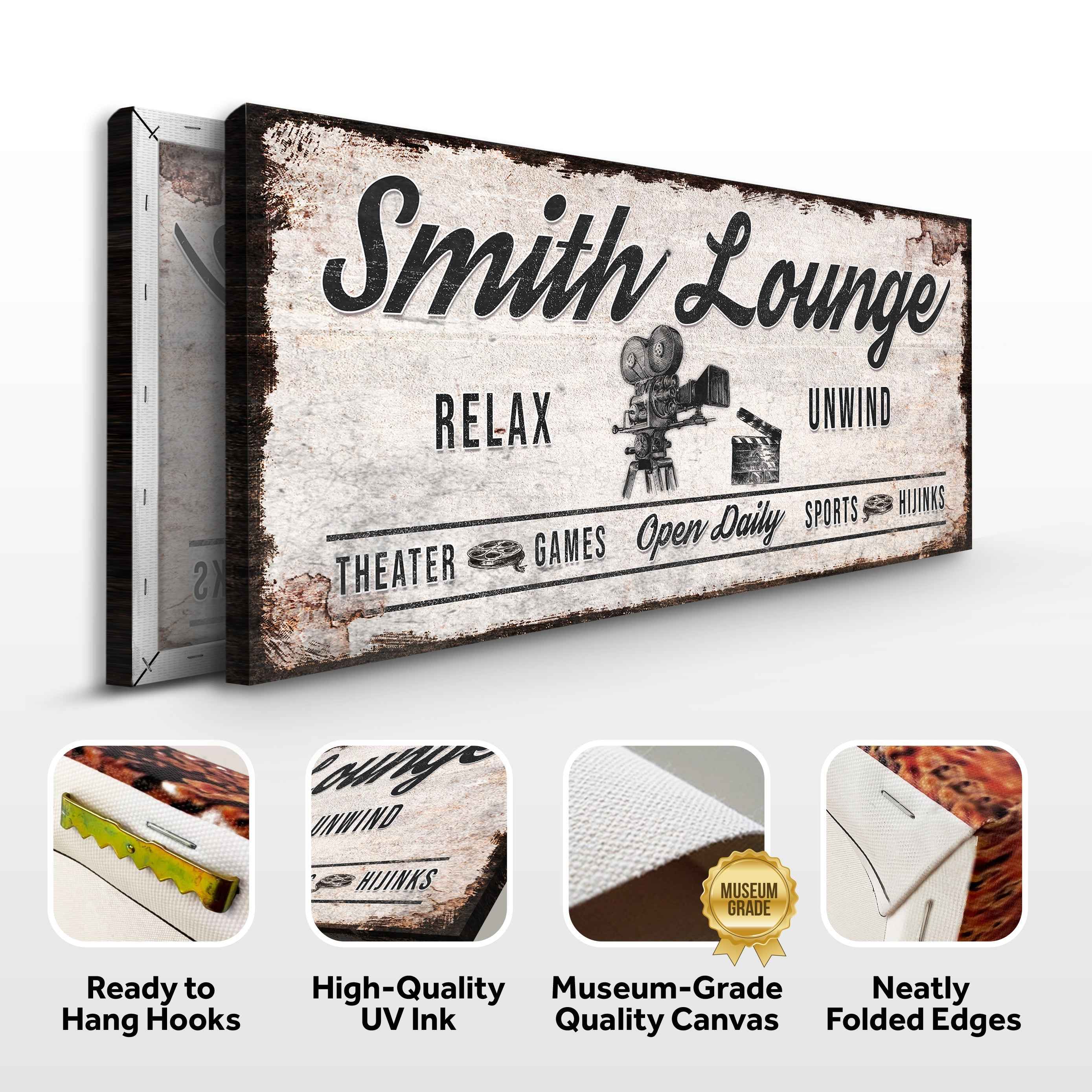 Relax Unwind Theatre Lounge Sign