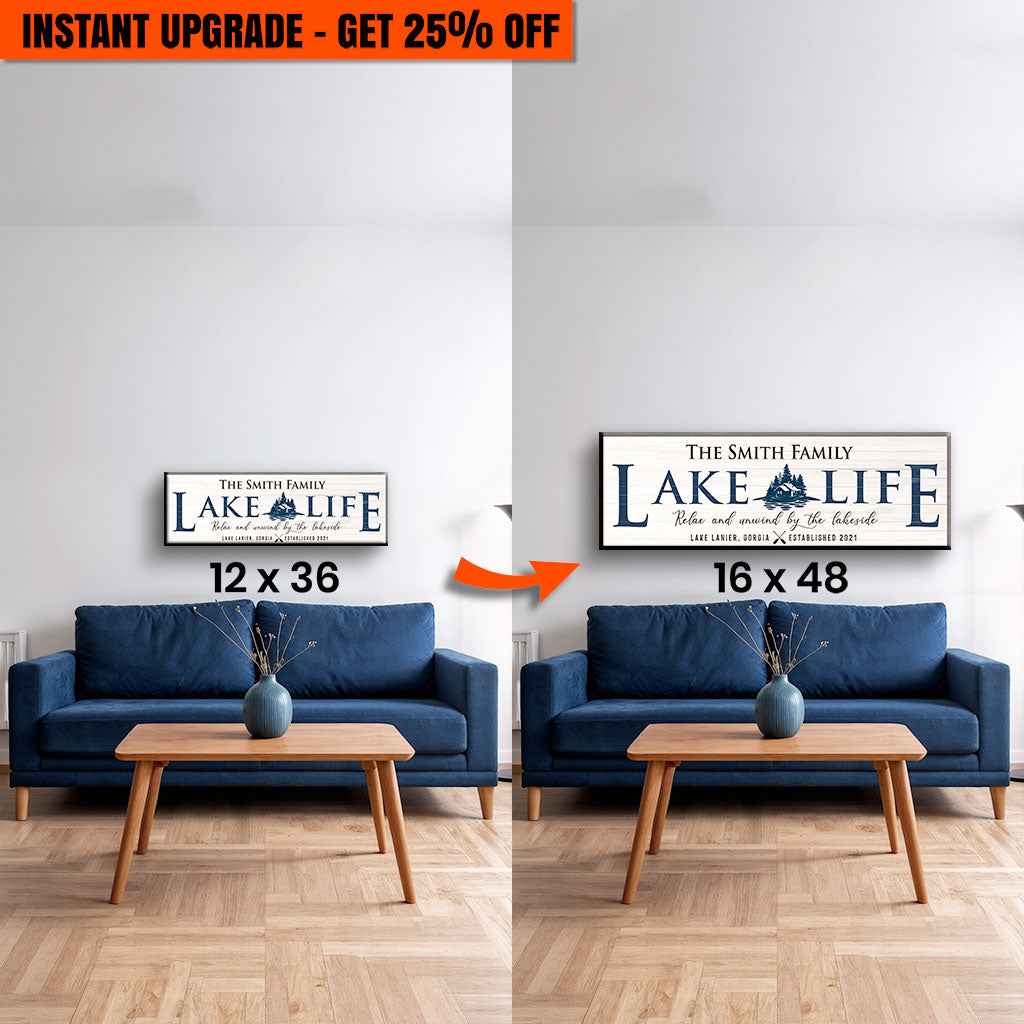 Upgrade Your 36x12 Inches Canvas 'Lake Life' To 48x16 Inches Canvas