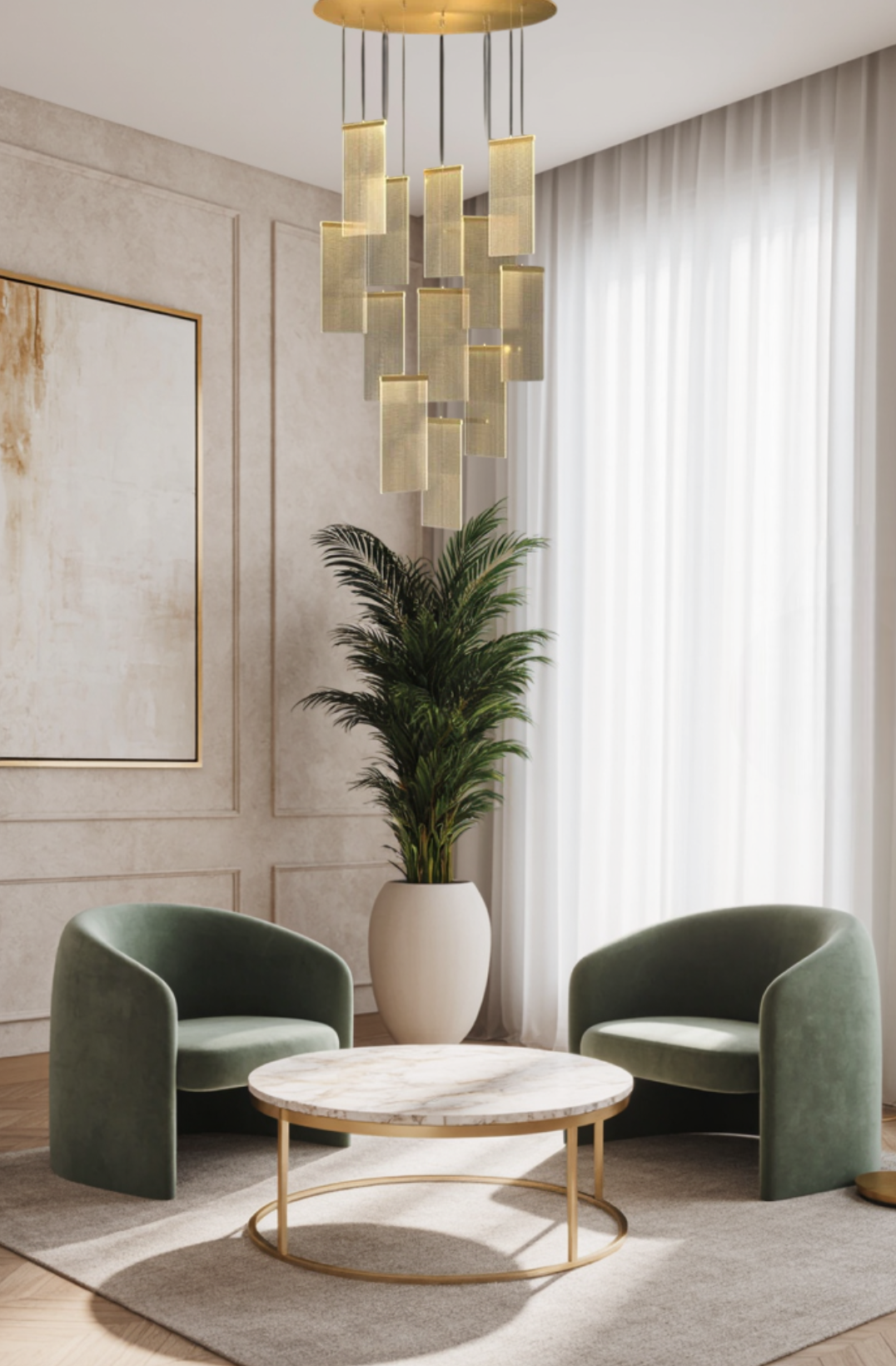 Luxury Modern LED Chandelier for Staircase, 12 Lights