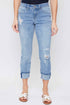 Women's Petite WannaBettaButt Mid Rise Mega Cuff Jeans