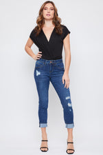 Women's Petite WannaBettaButt Mid Rise Mega Cuff Jeans