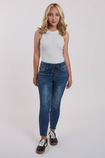 Women's Petite High Rise Denim Ankle Jogger