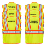 Printed Hi-Vis Two Toned Mesh Safety Vest with 2” Reflective Strips and Pockets - Lime