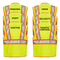 Printed Hi-Vis Two Toned Mesh Safety Vest with 2” Reflective Strips and Pockets - Lime