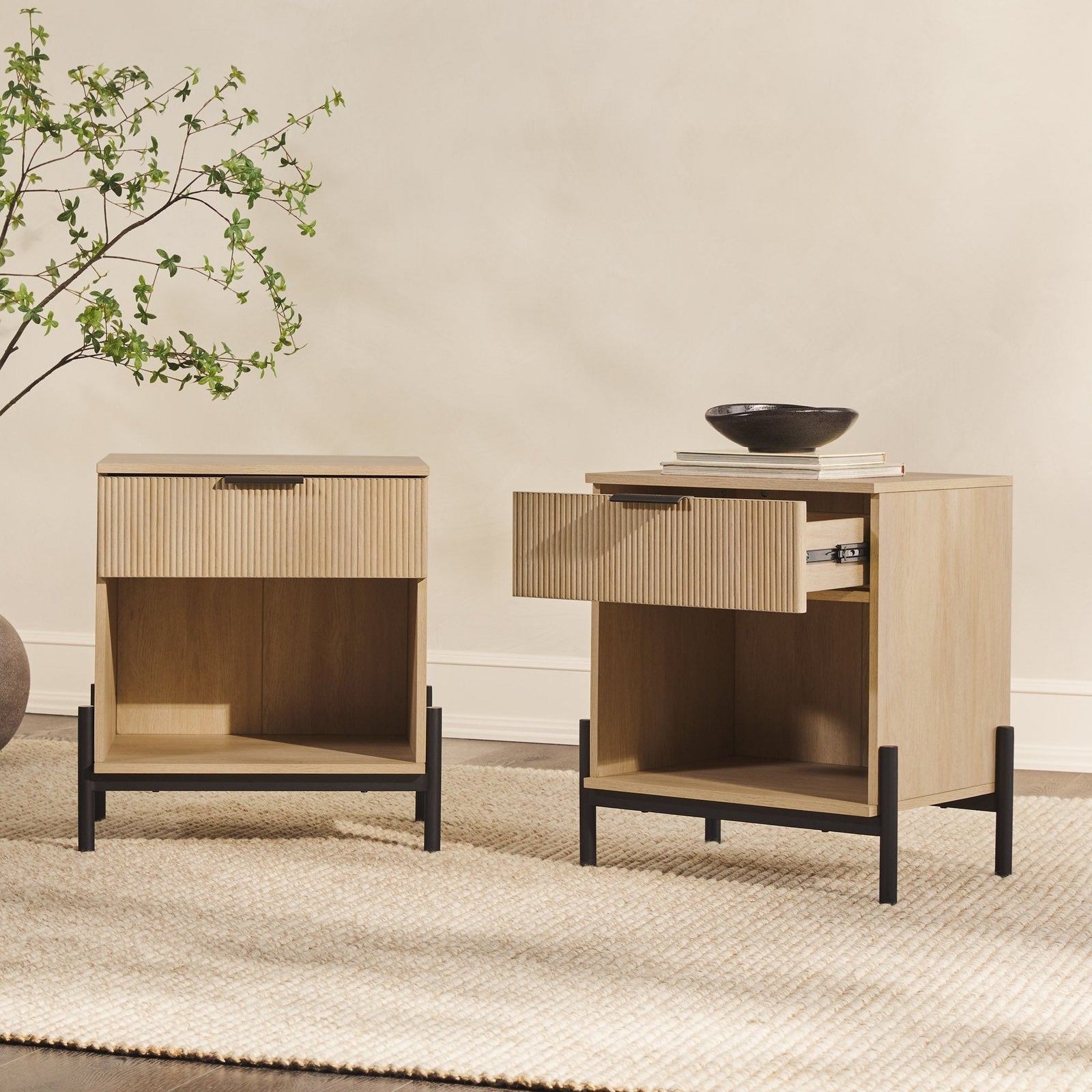 Paris Modern Scandinavian Reeded Nightstand