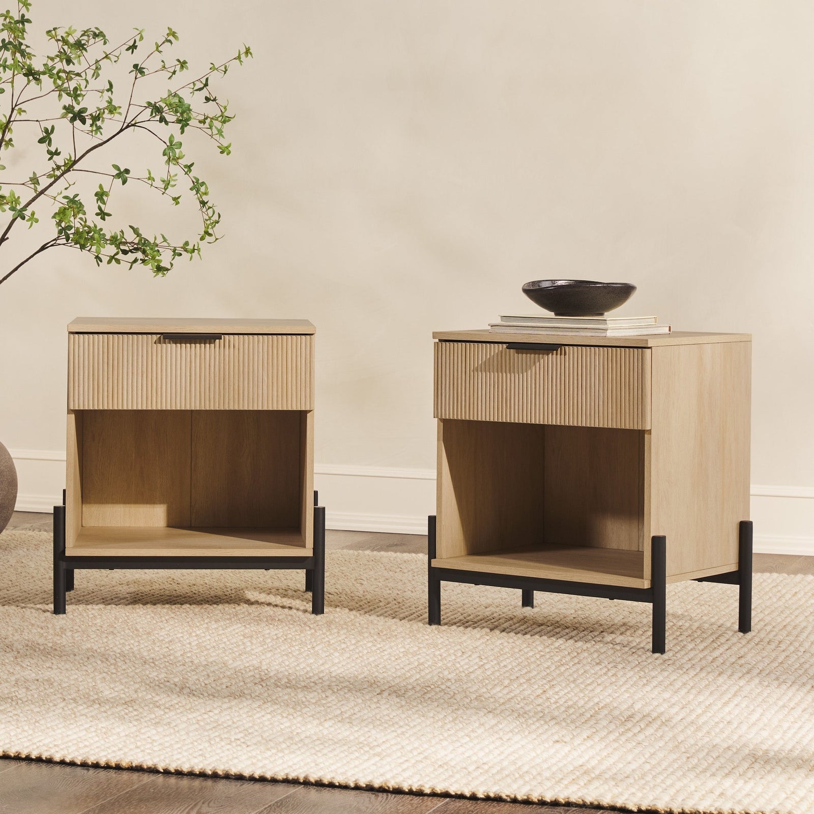 Paris Modern Scandinavian Reeded Nightstand