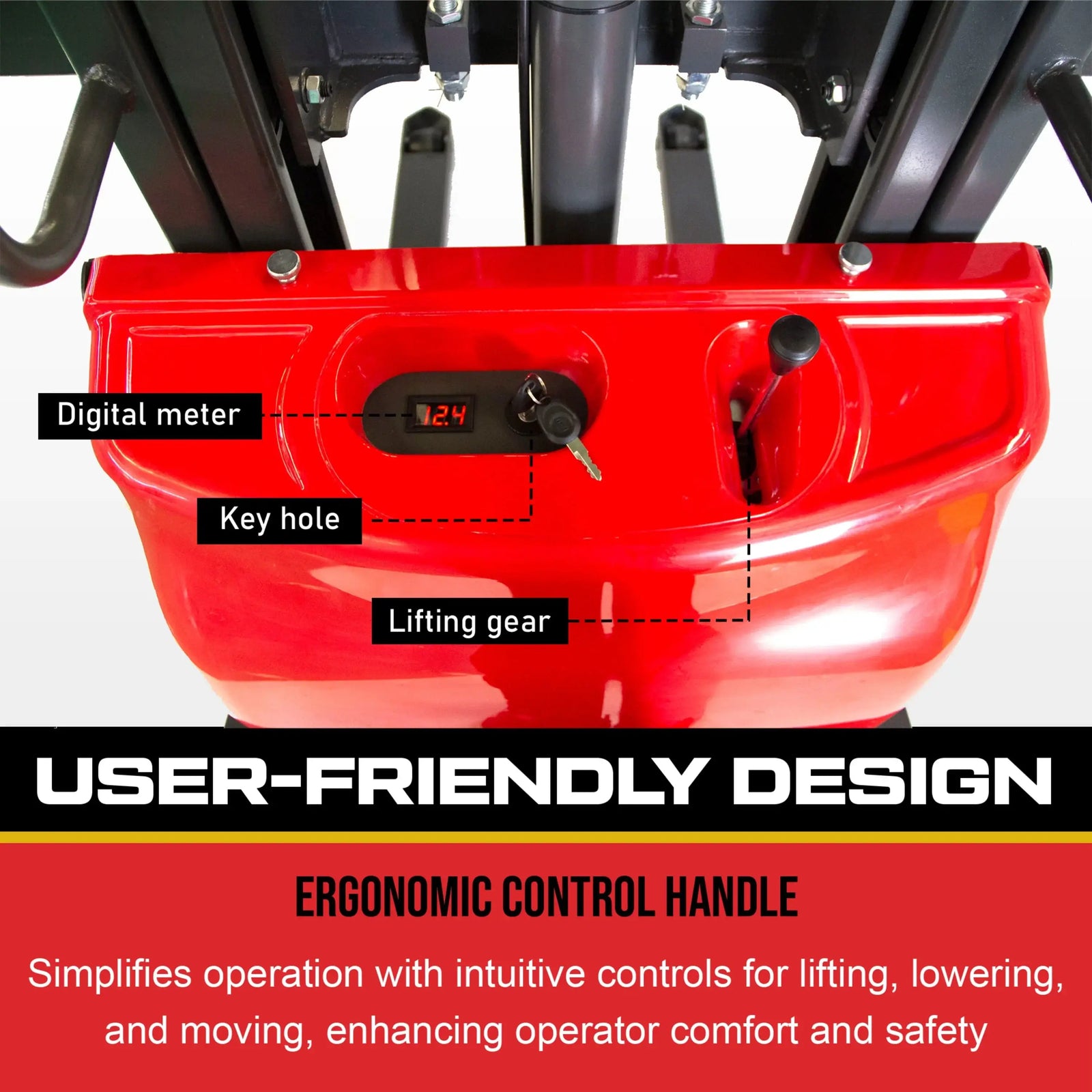 PS3300SE-2M Semi-Electric Pallet Stacker, 3300 lbs Capacity, 78