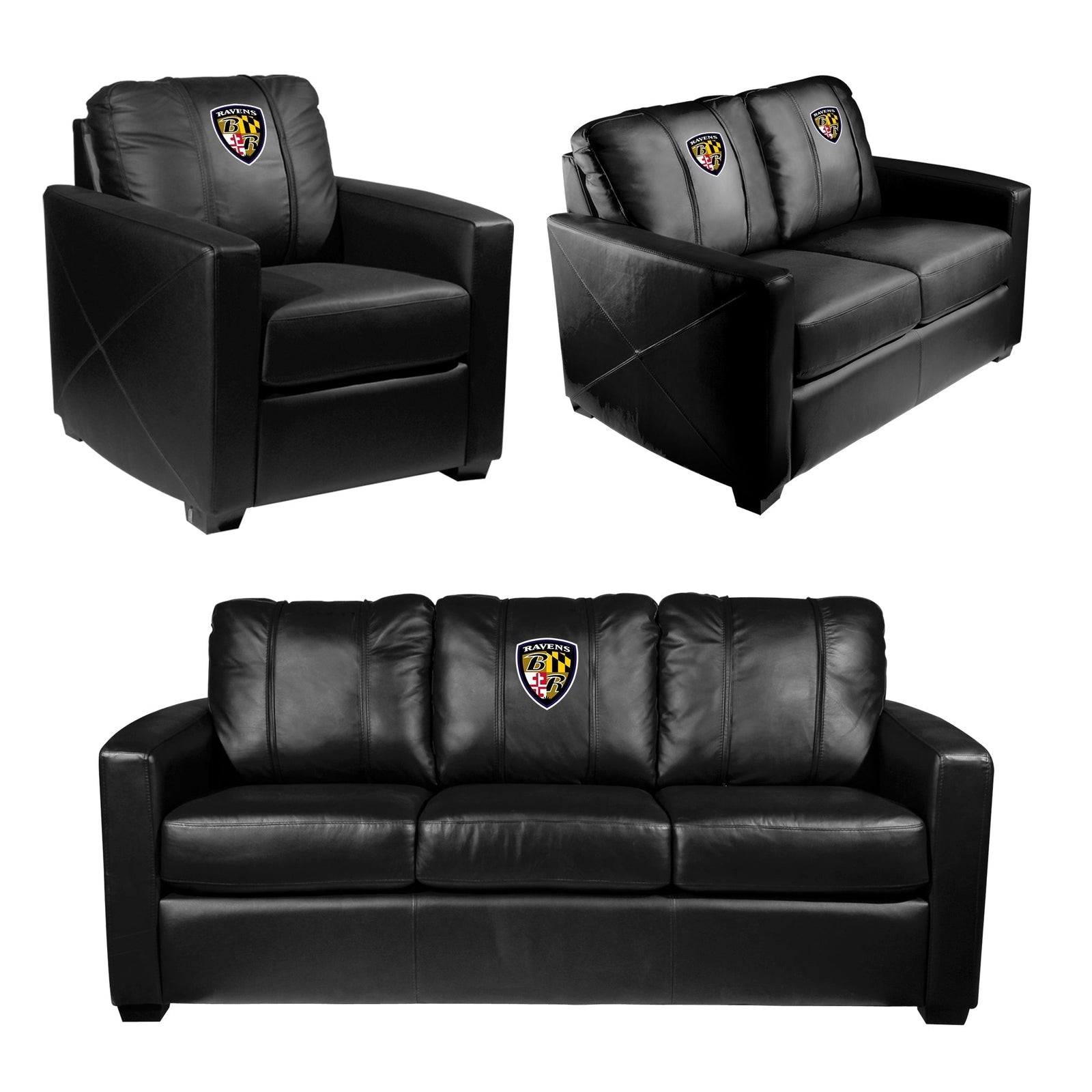 Silver Sofa with Baltimore Ravens Alternate Logo