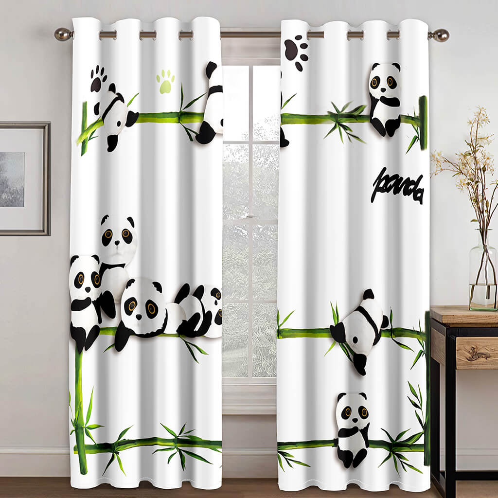 Panda Curtains Blackout Window Treatments Drapes for Room Decoration