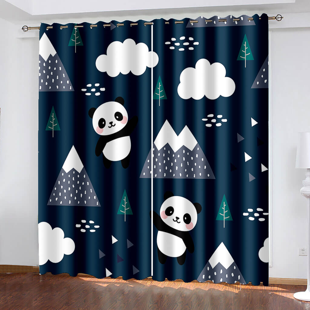 Panda Curtains Blackout Window Treatments Drapes for Room Decoration