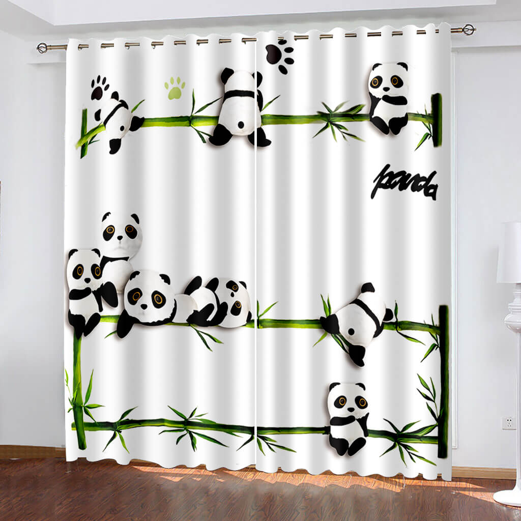 Panda Curtains Blackout Window Treatments Drapes for Room Decoration
