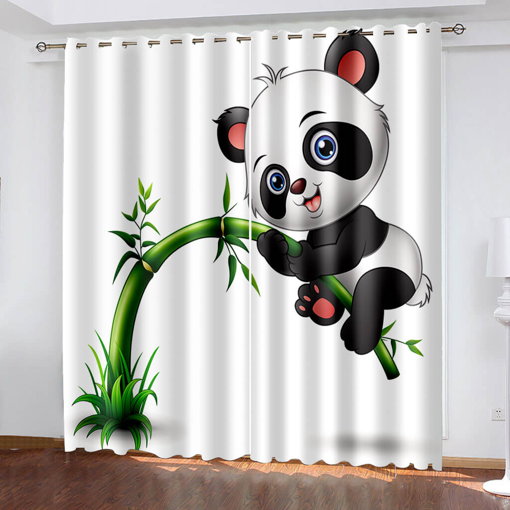 Panda Curtains Blackout Window Treatments Drapes for Room Decoration