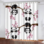 Panda Curtains Blackout Window Treatments Drapes for Room Decoration