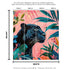 Black Panther in Pink Tropical Forest Wall Mural. Fashionable Botanical Chic Decor. #6822
