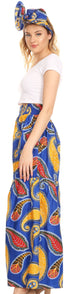 Sakkas Esme Women's African Ankara Flared Wide Leg Palazzo Pants with Pockets