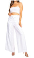 Sakkas Samantha Women's Bandeau Tube Top & Wide leg Gaucho Pants Set Palazzo Boho