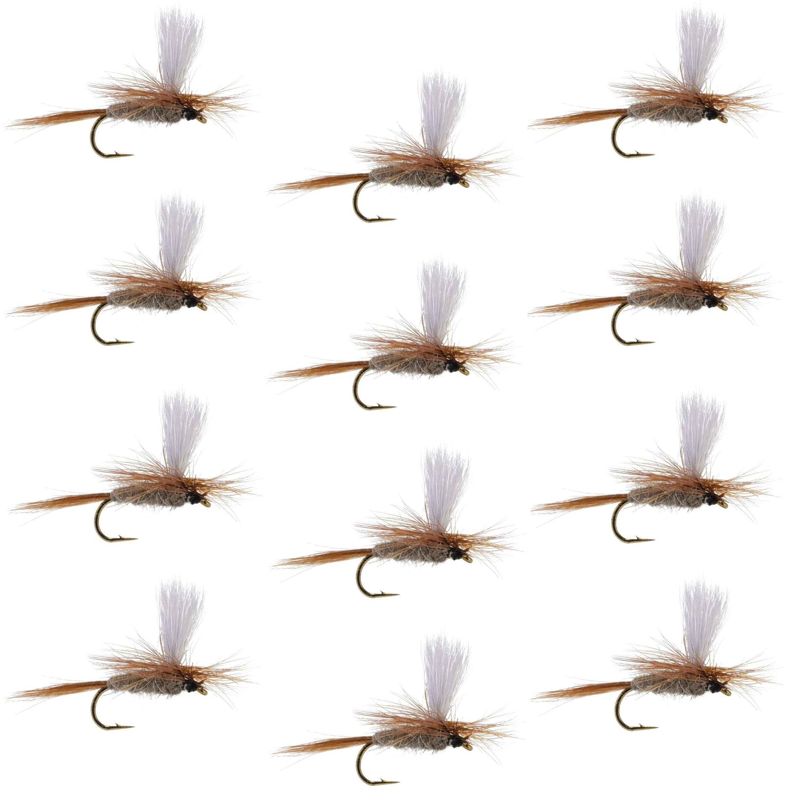 Hares Ear Parachute Classic Dry Fly - 12 Flies Hook Size 12