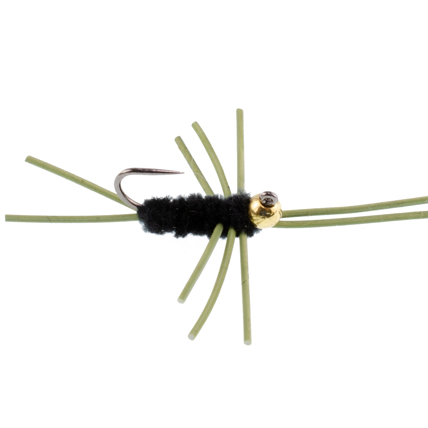 Barbless Pat's Rubber Legs Tungsten Bead Jigged Black Euro Nymph  - Set of 6 Flies Hook Size 10