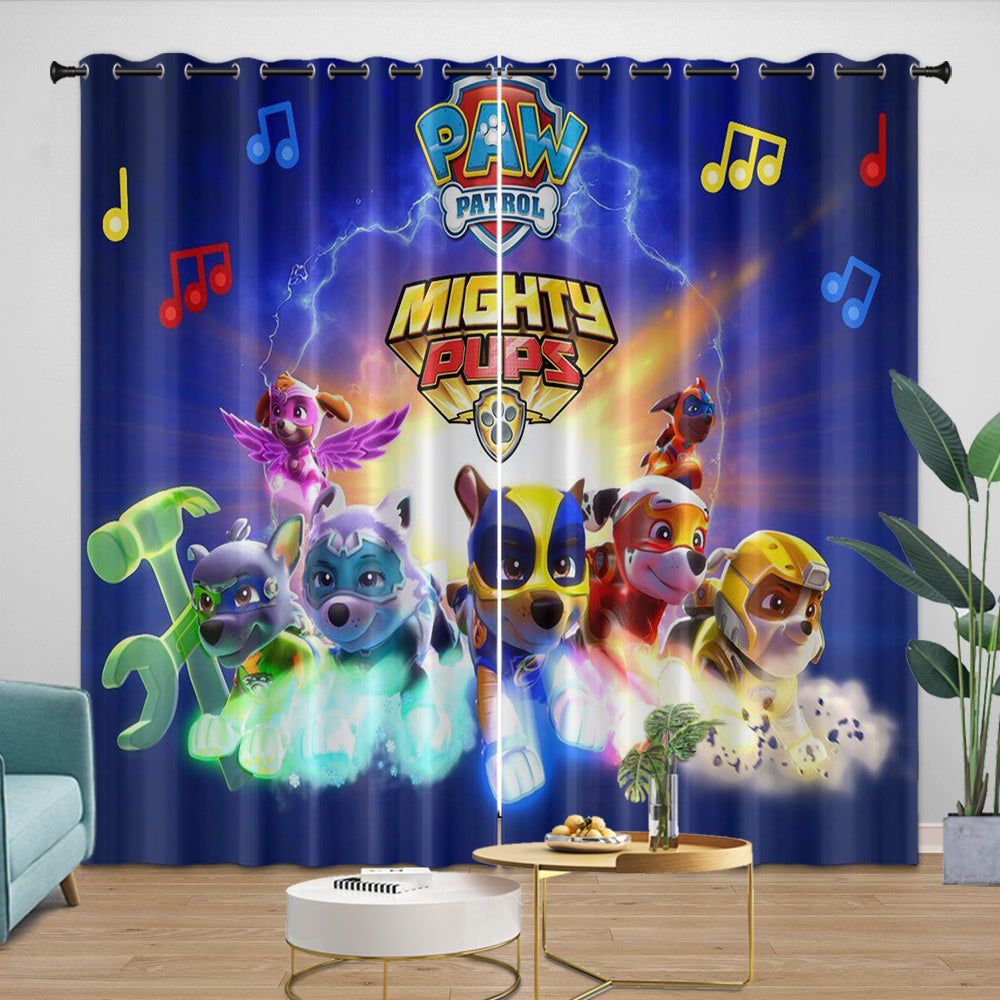Paw Patrol Mighty Pups Curtains Pattern Blackout Window Drapes Room Decoration