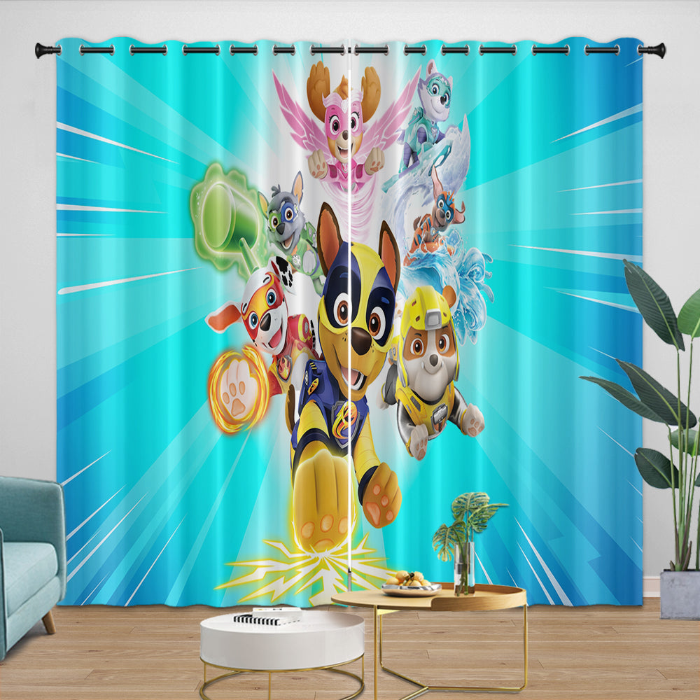 Paw Patrol Mighty Pups Curtains Pattern Blackout Window Drapes Room Decoration
