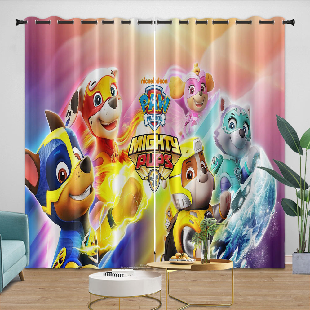 Paw Patrol Mighty Pups Curtains Pattern Blackout Window Drapes Room Decoration