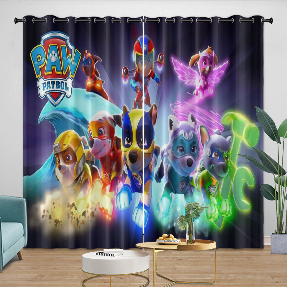 Paw Patrol Mighty Pups Curtains Pattern Blackout Window Drapes Room Decoration