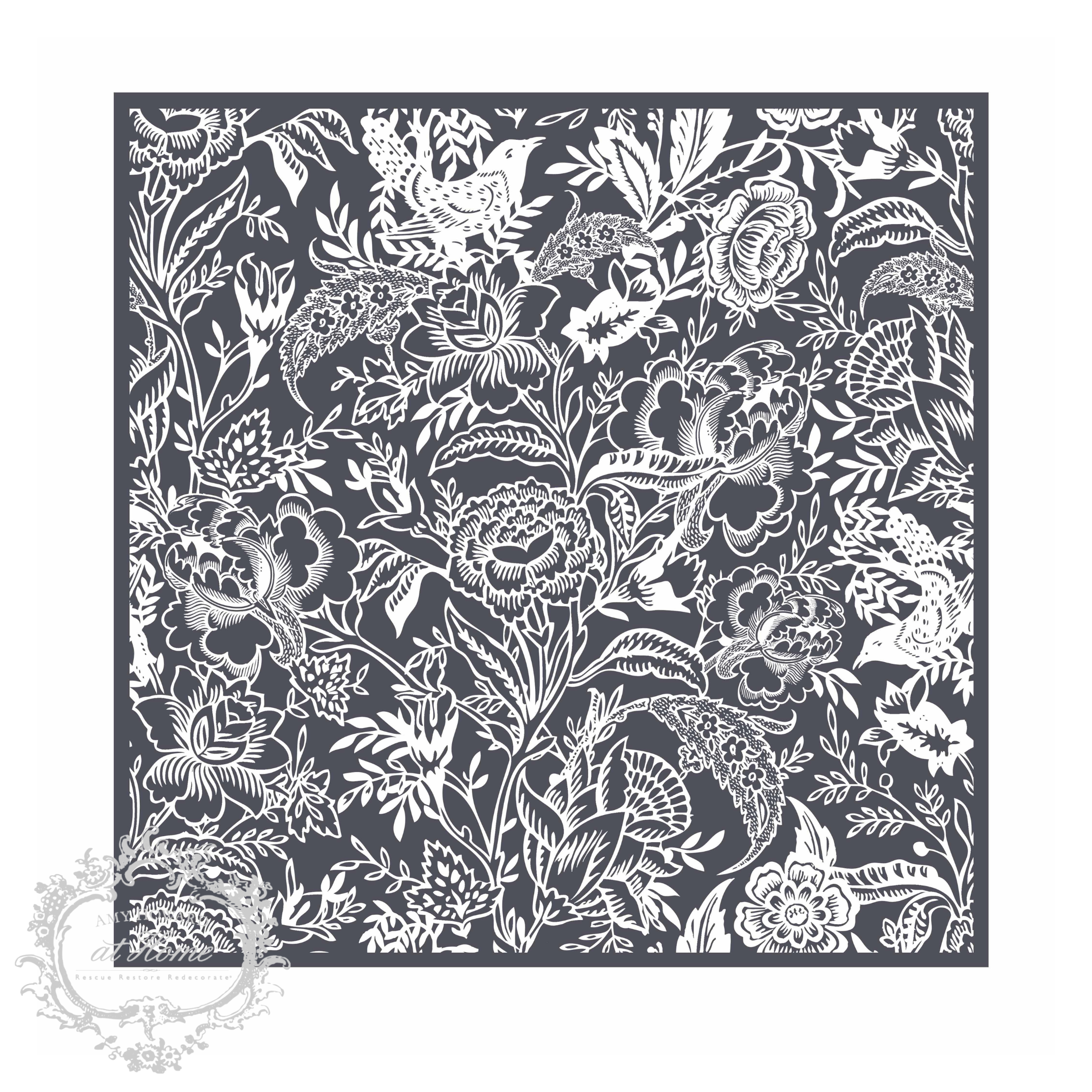 Peony Pattern - Mesh Stencil 12x12