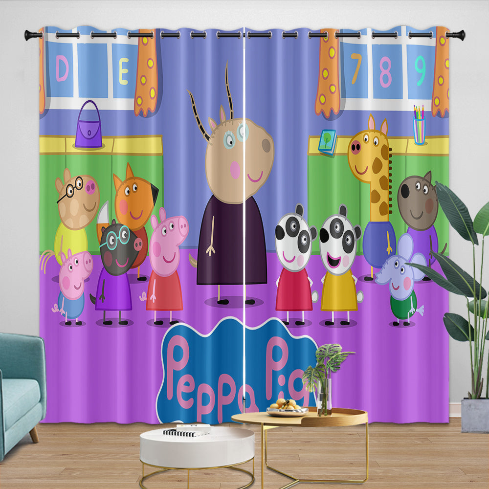 Peppa Pig Curtains Pattern Blackout Window Drapes