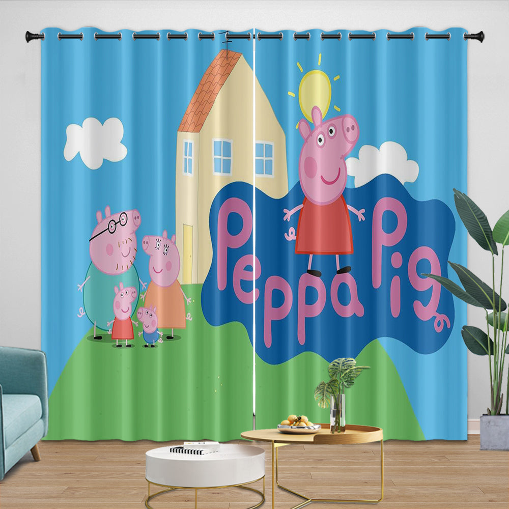 Peppa Pig Curtains Pattern Blackout Window Drapes