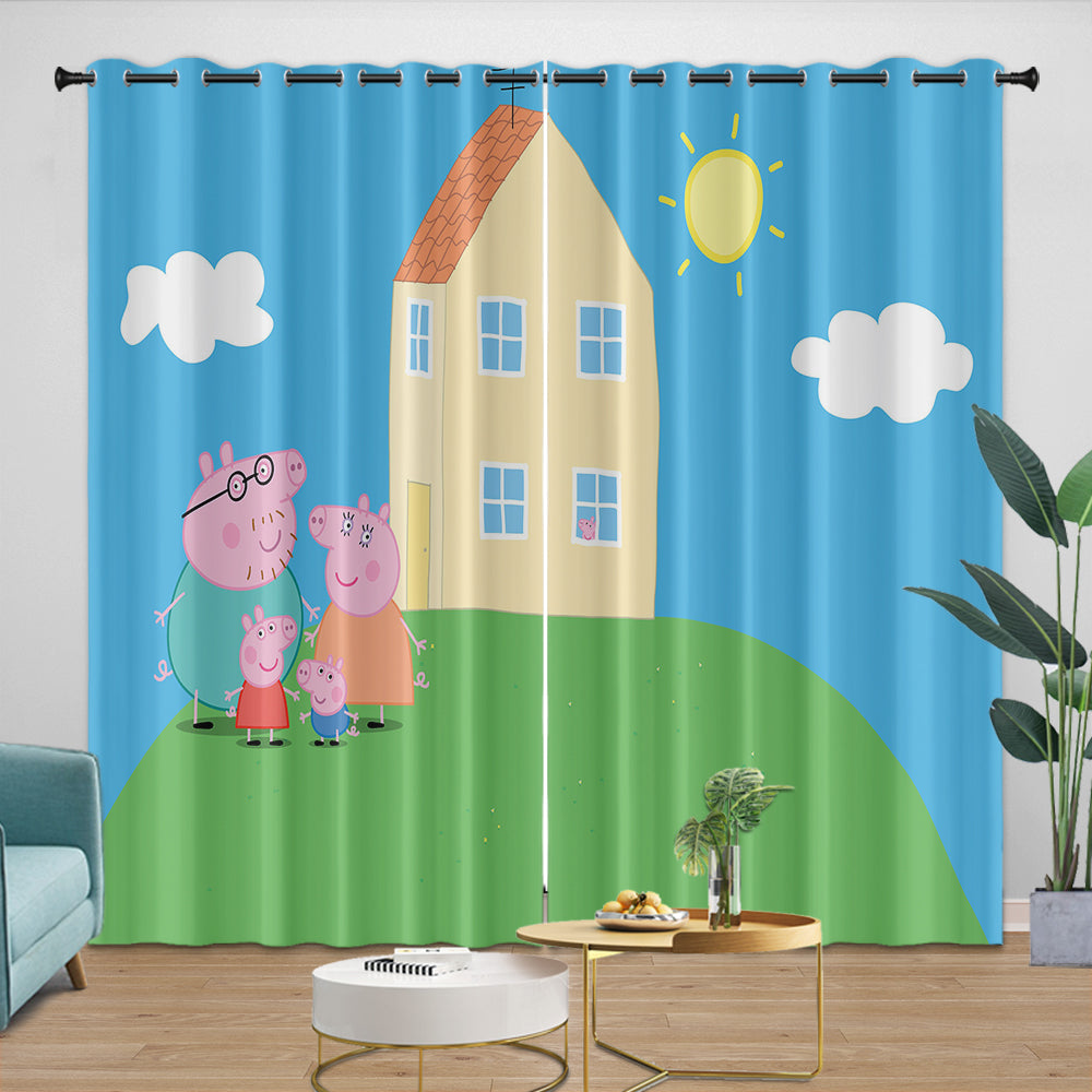Peppa Pig Curtains Pattern Blackout Window Drapes