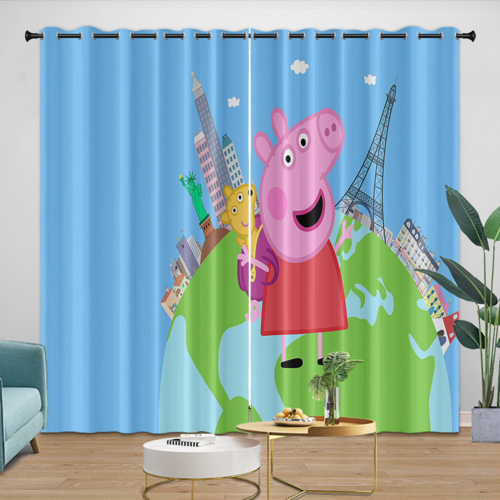 Peppa Pig Curtains Pattern Blackout Window Drapes