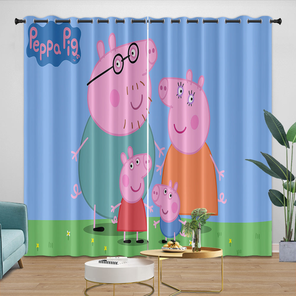 Peppa Pig Curtains Pattern Blackout Window Drapes
