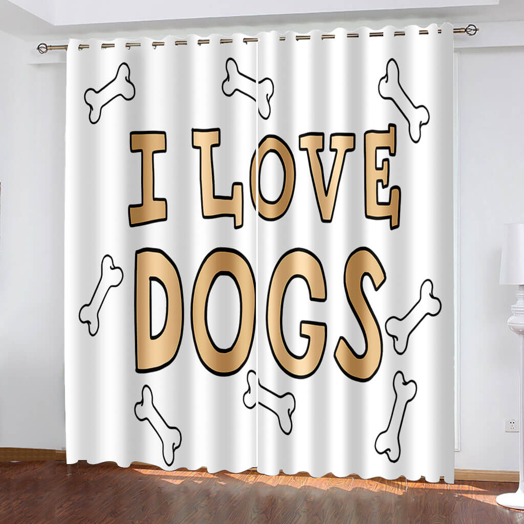 Pet Dogs Curtains Blackout Window Treatments Drapes for Room Decoration