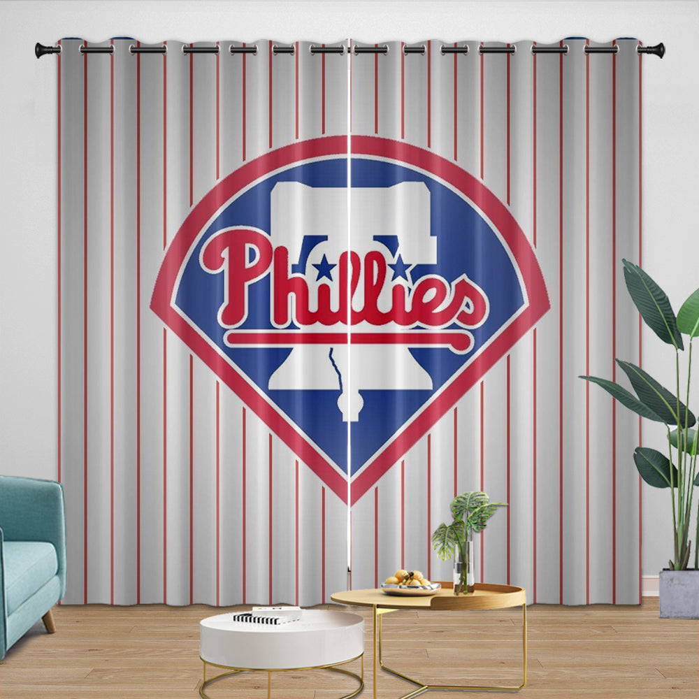 Philadelphia Phillies Curtains Blackout Window Drapes Room Decoration