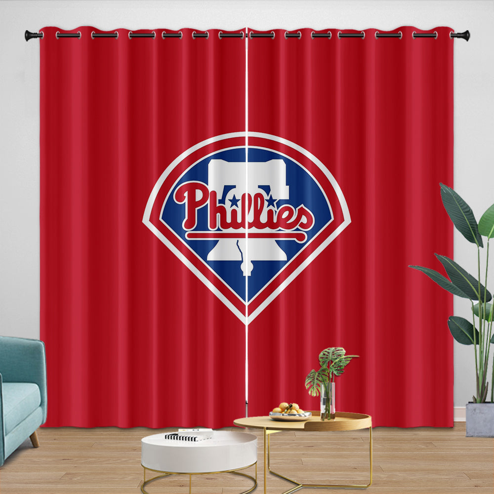 Philadelphia Phillies Curtains Blackout Window Drapes Room Decoration