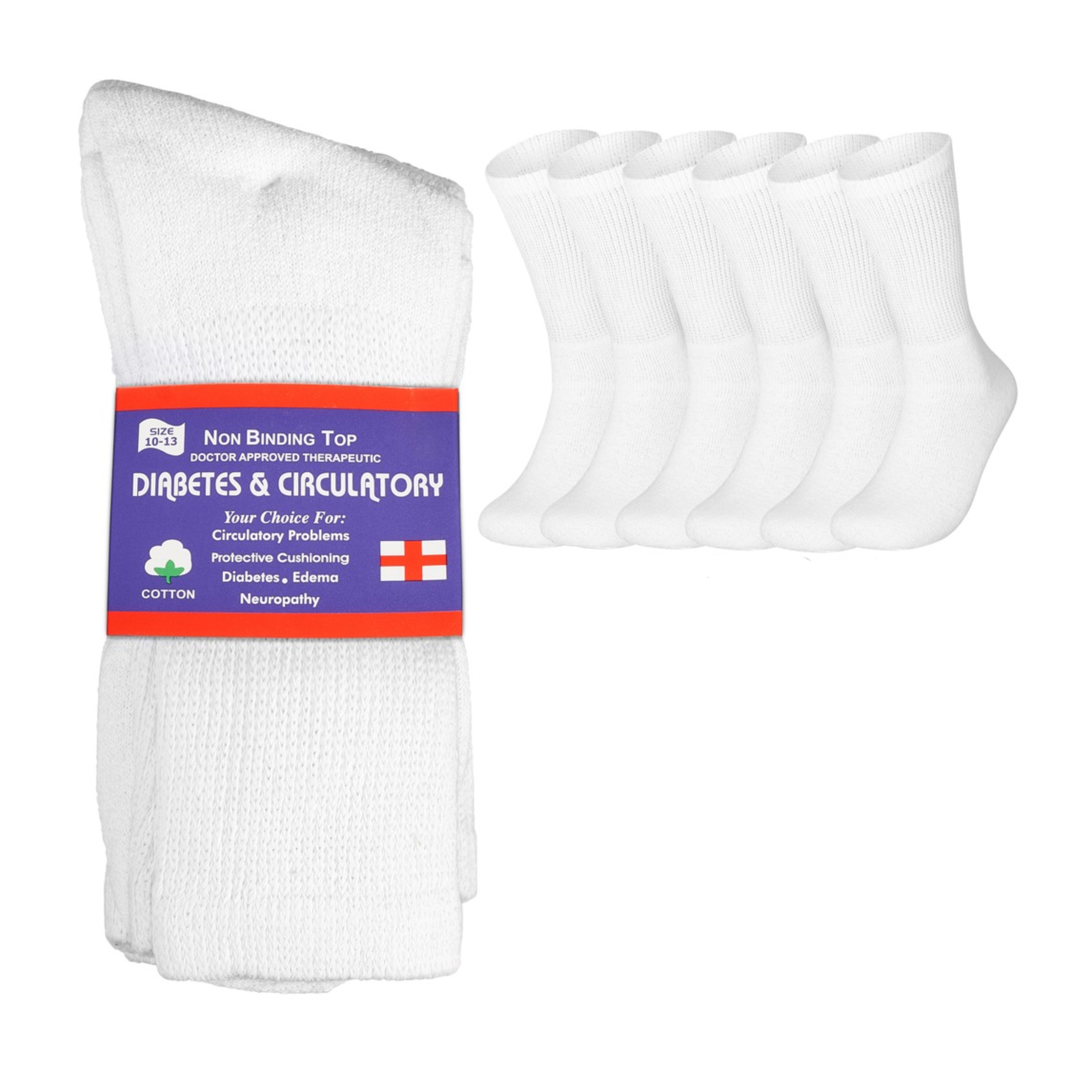 Lot 3 6 12 Pairs Men's Circulatory Diabetic Crew Socks Size 9-11 10-13 13-15