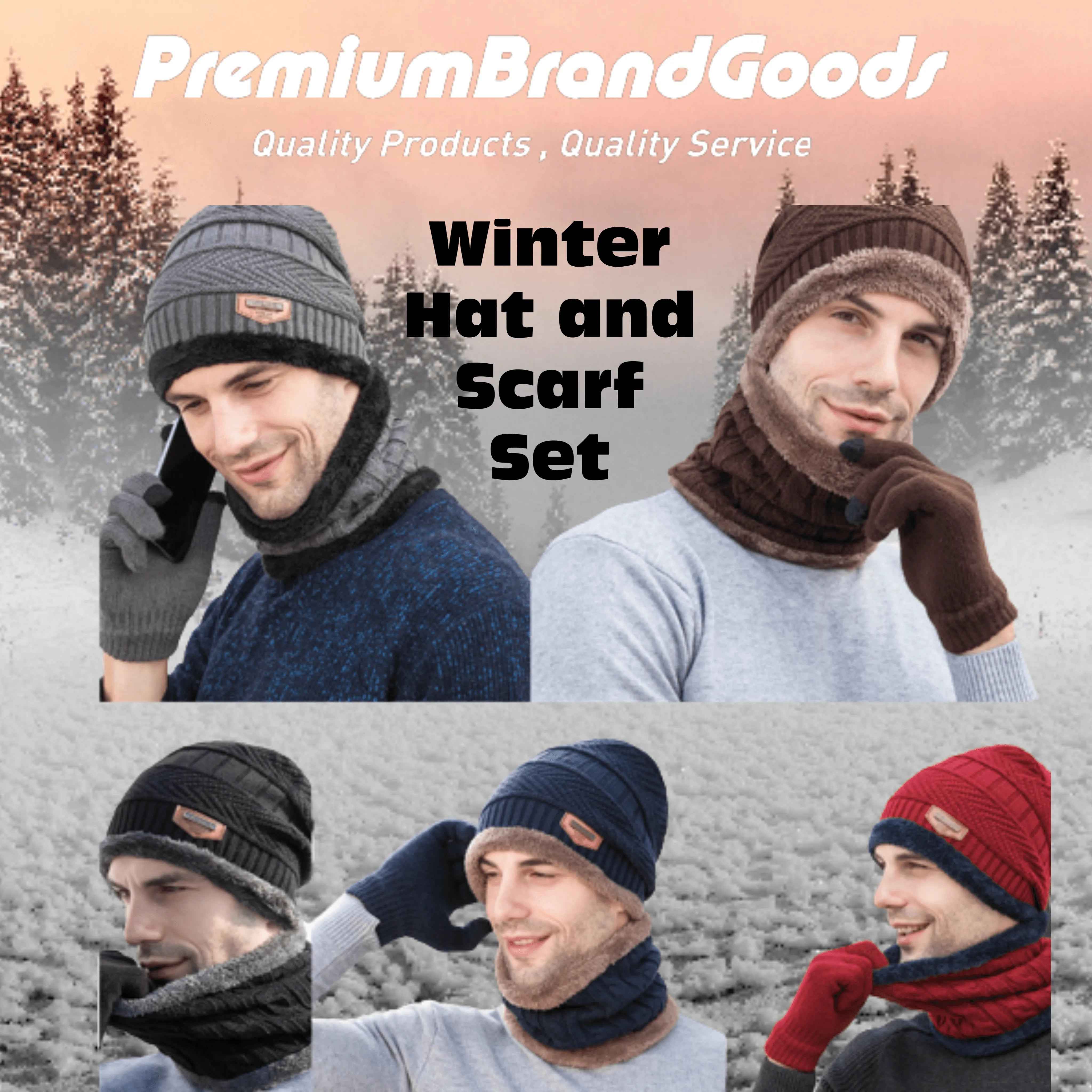 Mens Womens Winter Beanie Hat Scarf Set Warm Knit Hat Thick Fleece Lined Winter Cap Neck Warmer for Men Women