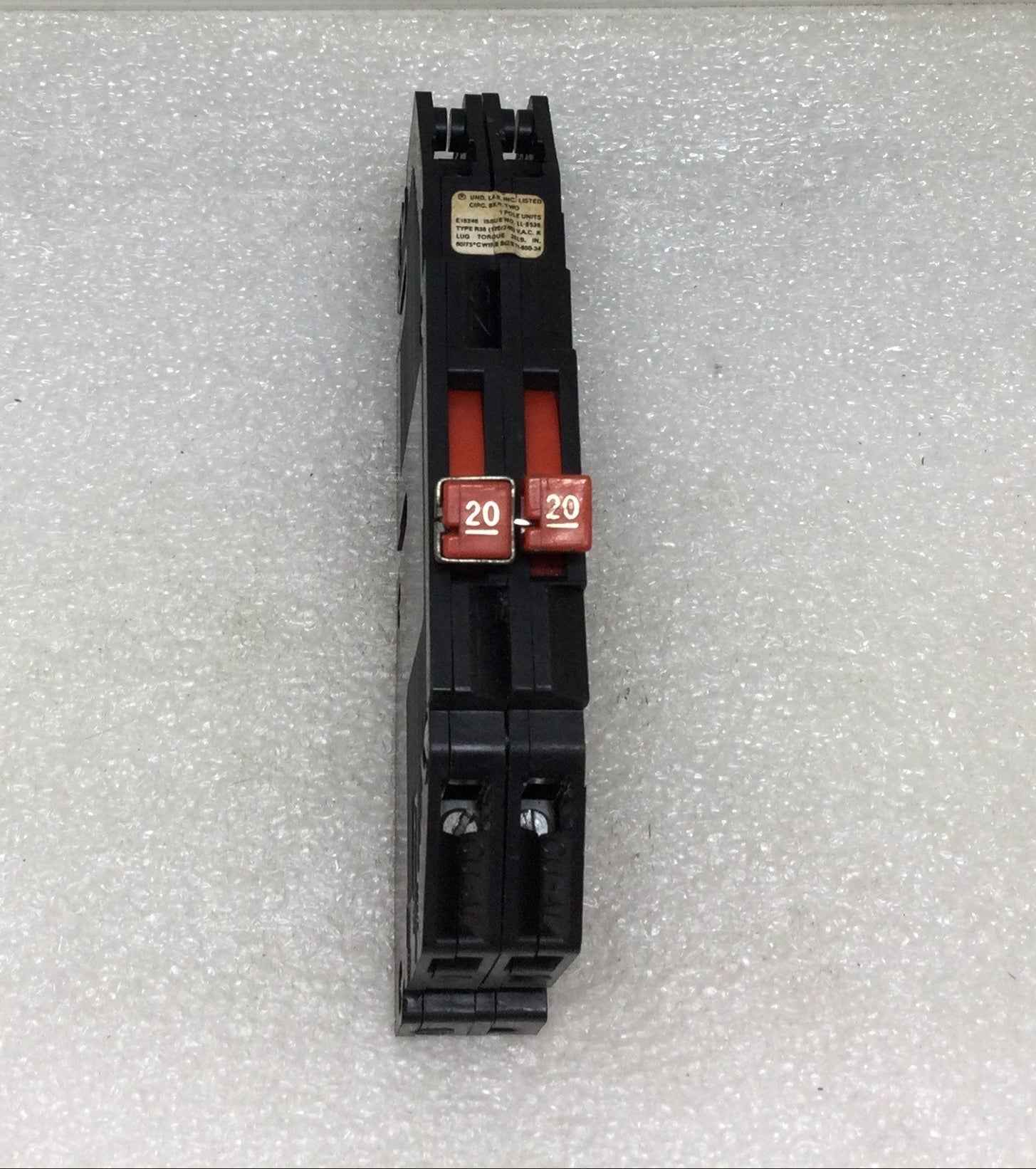 Zinsco/GTE Sylvania RC38-20 20/20 Amp 2 Pole 120/240V Circuit Breaker