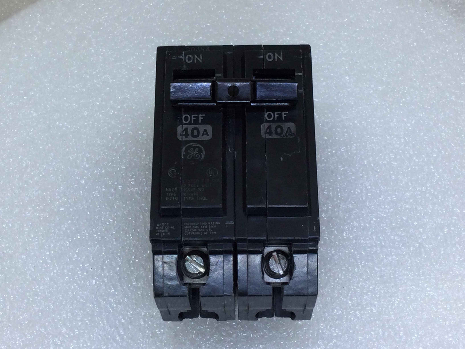 General Electric THQL2140 40 Amp 2 Pole 120/240V Circuit Breaker - Printed Face