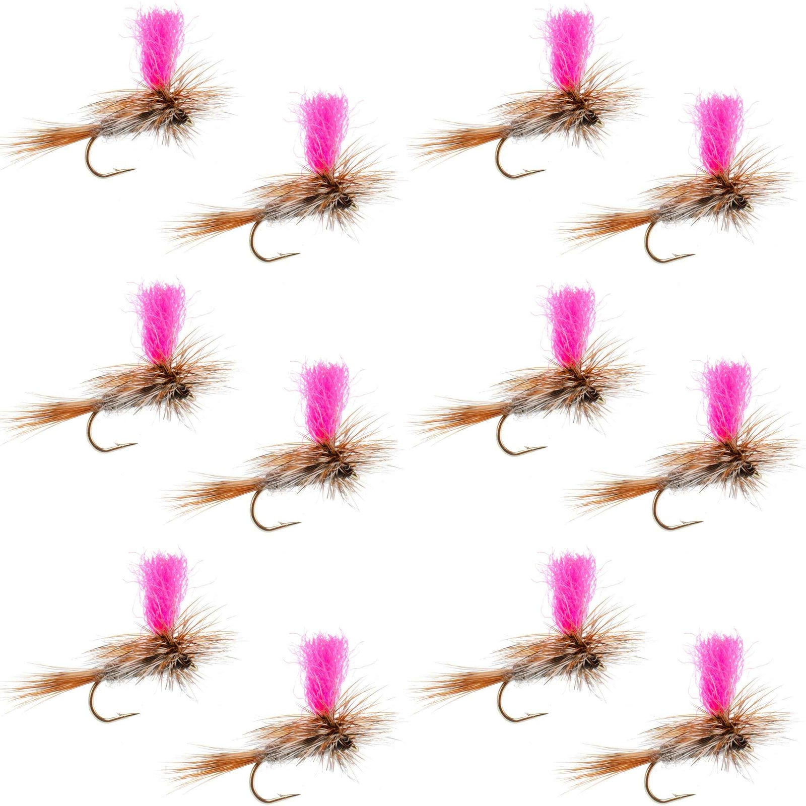 Adams Hi-Viz Parachute Classic Dry Fly - 12 Flies Hook Size 12