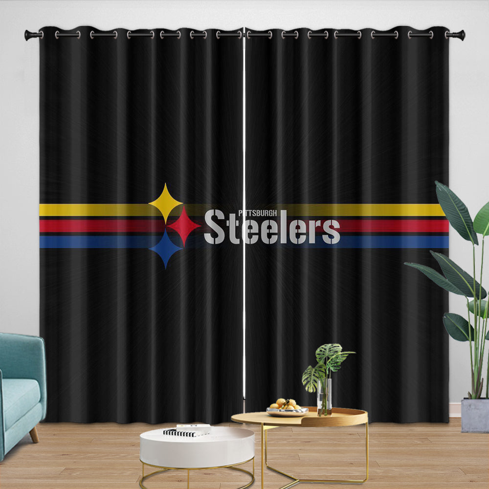 Pittsburgh Steelers Curtains Blackout Window Drapes Room Decoration