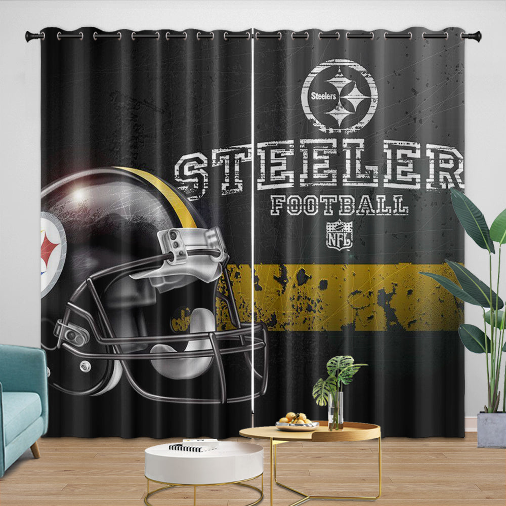 Pittsburgh Steelers Curtains Blackout Window Drapes Room Decoration