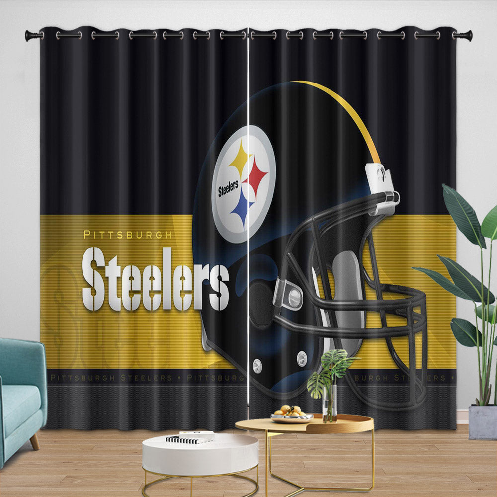Pittsburgh Steelers Curtains Blackout Window Drapes Room Decoration