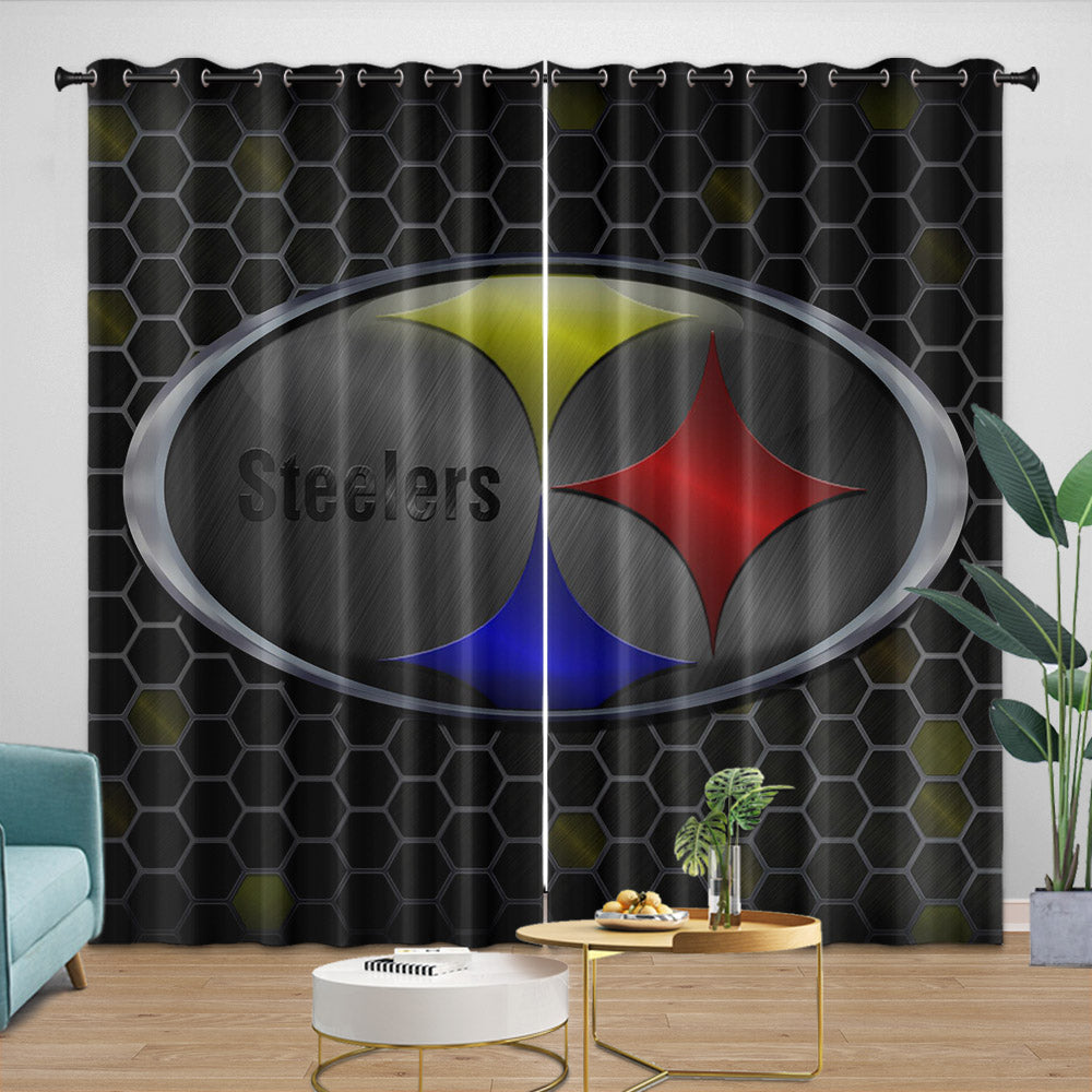 Pittsburgh Steelers Curtains Blackout Window Drapes Room Decoration