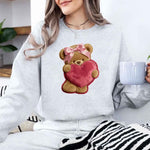 Plush Teddy Valentine Sweatshirt – Furry Look 3D Print Sweater