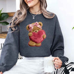 Plush Teddy Valentine Sweatshirt – Furry Look 3D Print Sweater