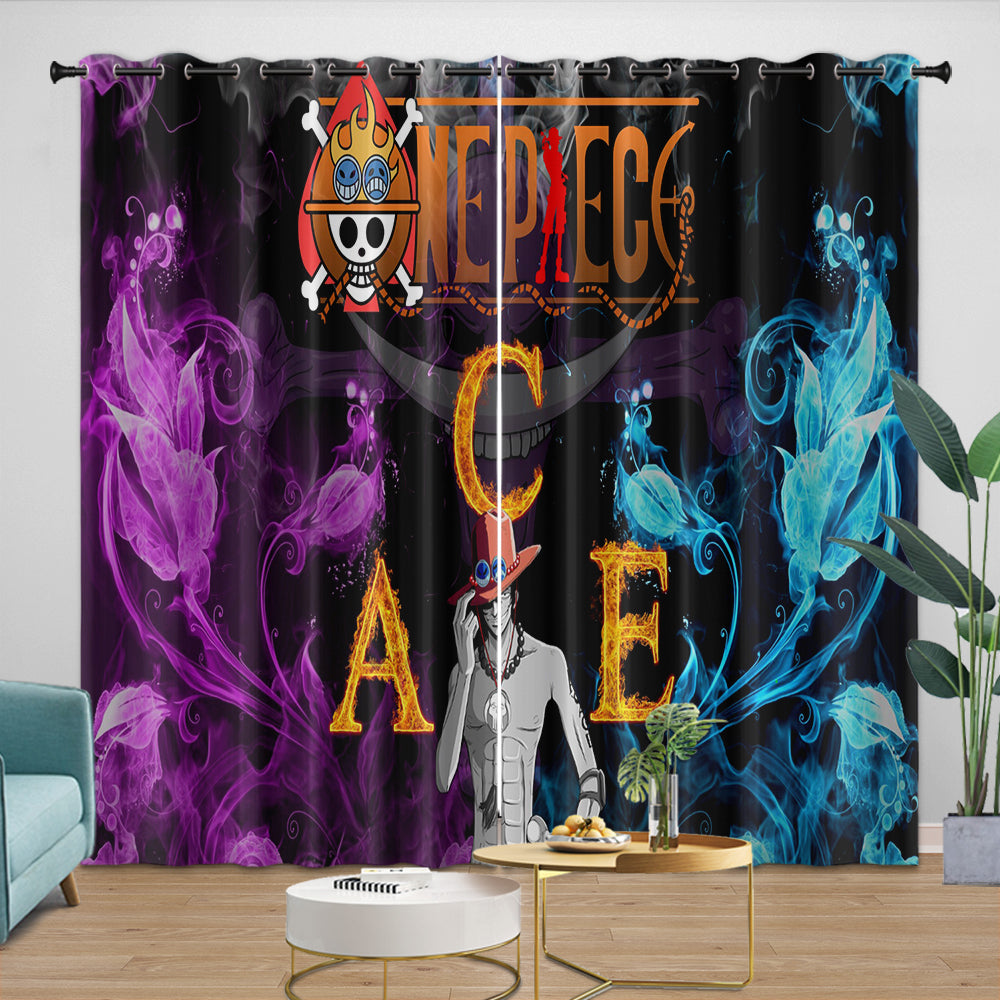 Portgas D. Ace Curtains Blackout Kids Room Window Drapes
