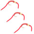 3 Pack San Juan Power Worm Gold Bead Head Red V-Rib - Hook Size 14