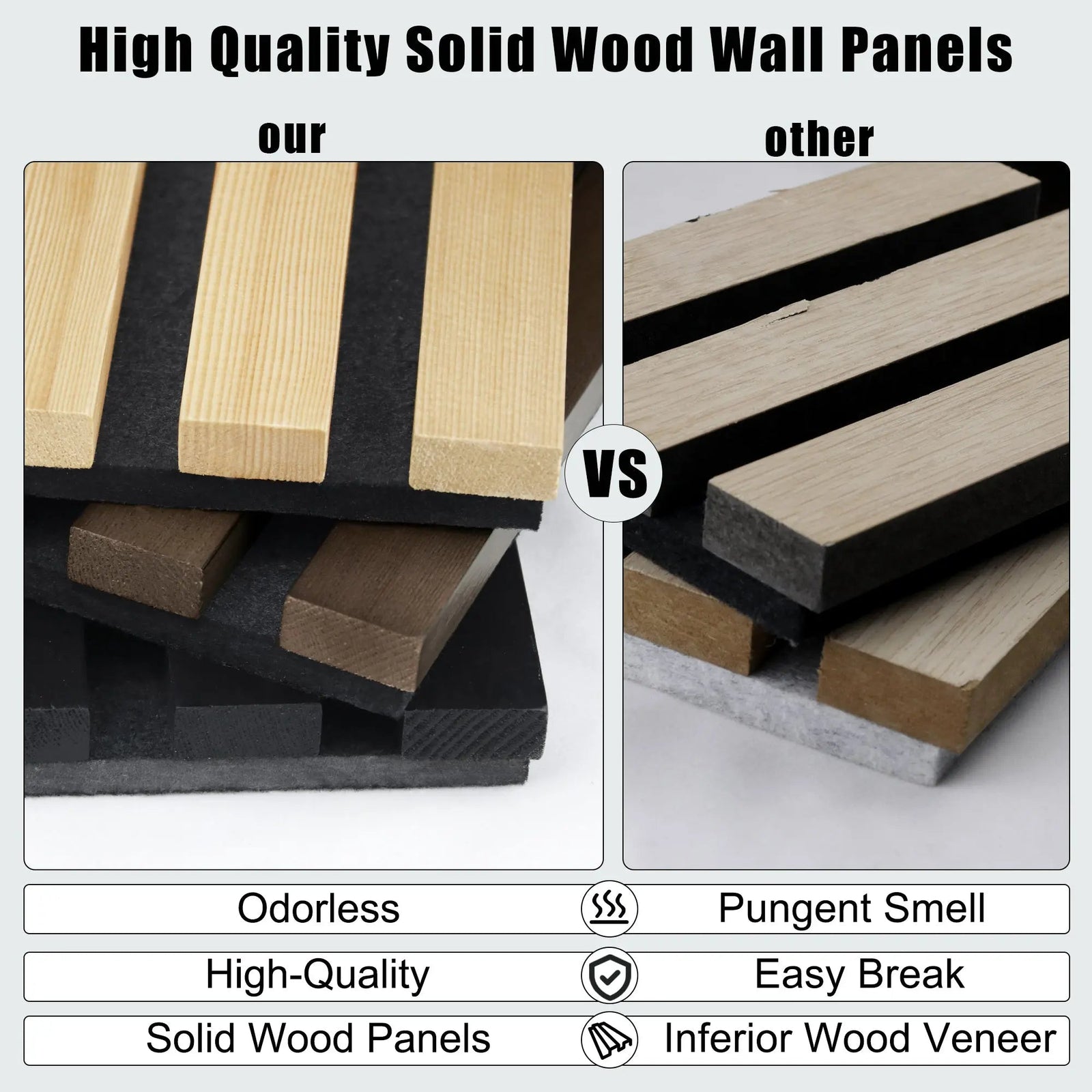Luxury Black Acoustic Solid Wood Wall Panels ( 2 Panels Per Box）