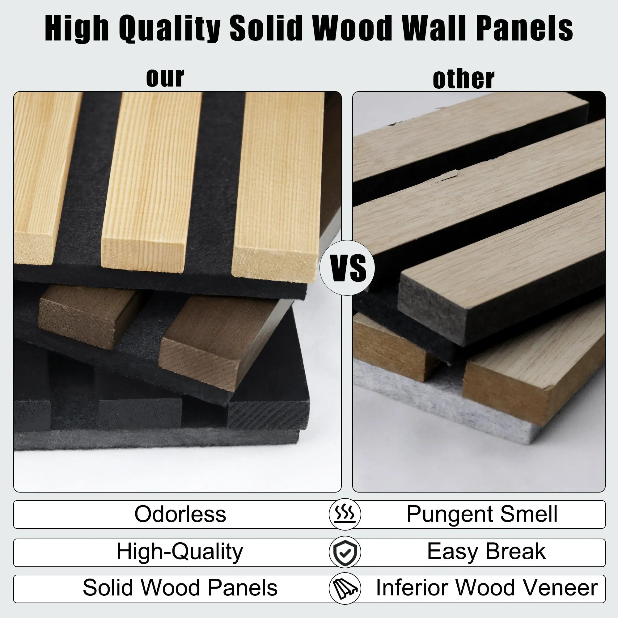 Luxury Natural Oak Acoustic Solid Wood Slat Wall Panels ( 2 Panels Per Box）